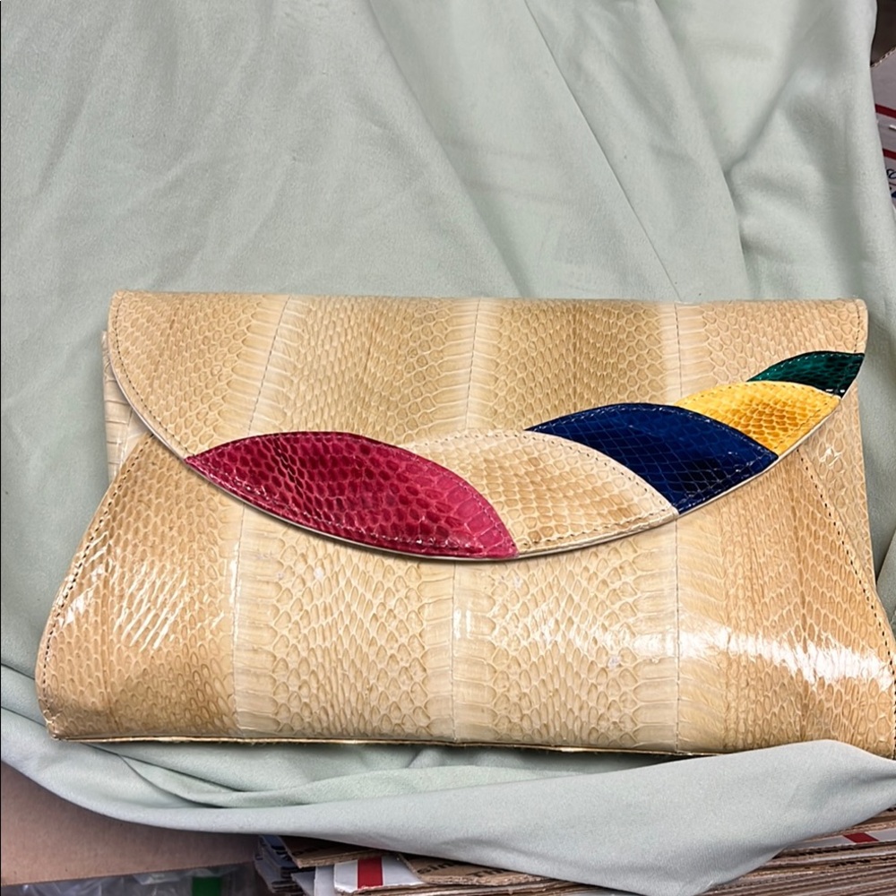 Multicolor Snake Print Clutch